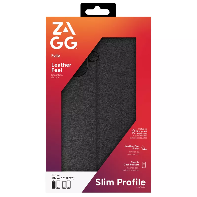 ZAGG Folio custodia per Apple iPhone 17, in pelle, nero