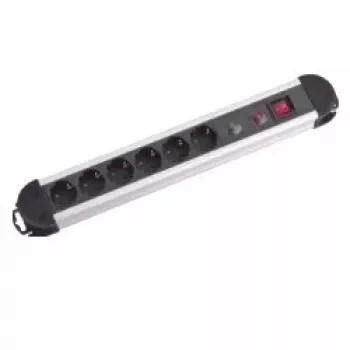 Prolunga di alimentazione M-Cab POW0001 2m 6 prese AC per interni nero argento