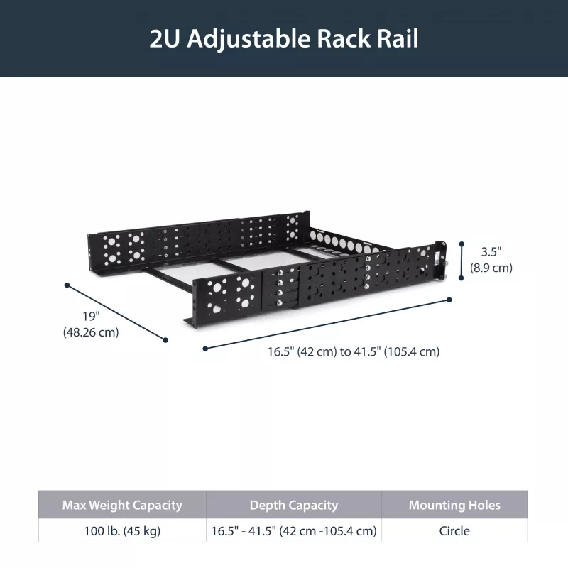 Guide rack universali per server StarTech.com 2U fisse da 19 pollici con profondità regolabile