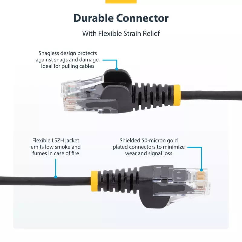 Cavo CAT6 StarTech.com 0,5 m – slim – senza linguette – connettore RJ45 – nero