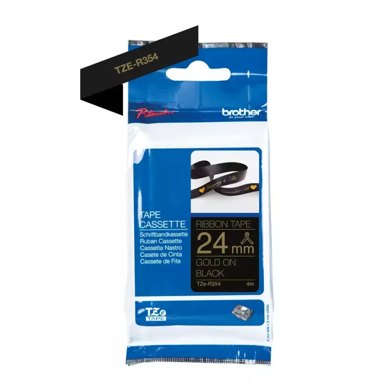 Etichetta per etichettatrice Brother TZE-R354 oro su nero