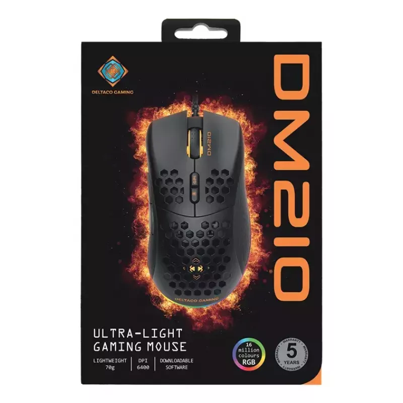 Mouse da gaming Deltaco DM210 cavo ultrasottile RGB nero