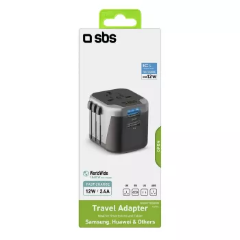 Alimentatore per dispositivi mobili SBS Mobile TEADAPT2USBUNI — nero/argento, adattatore USB