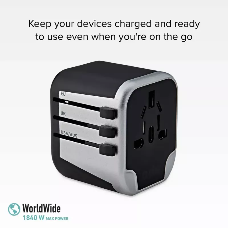 Alimentatore per dispositivi mobili SBS Mobile TEADAPT2USBUNI — nero/argento, adattatore USB
