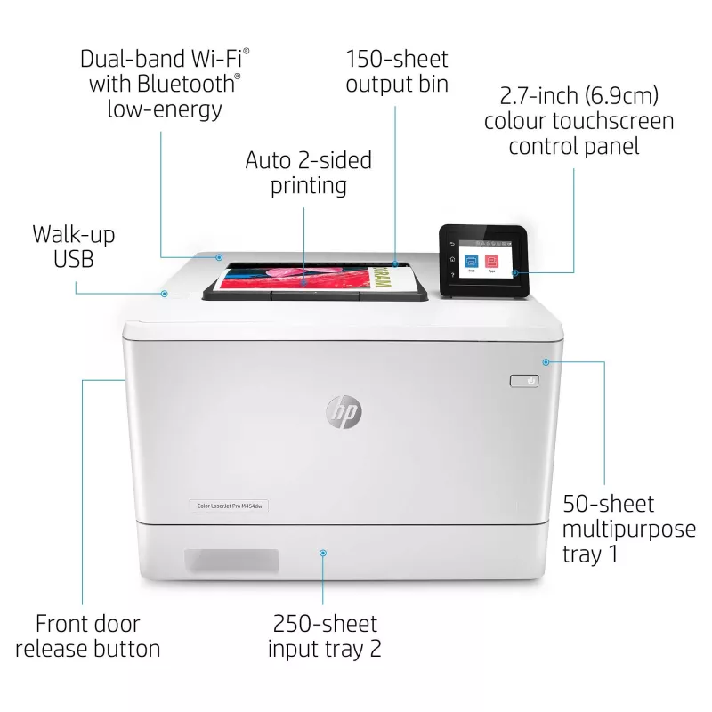HP Color LaserJet Pro M454dw, stampa, stampa USB frontale; stampa fronte-retro