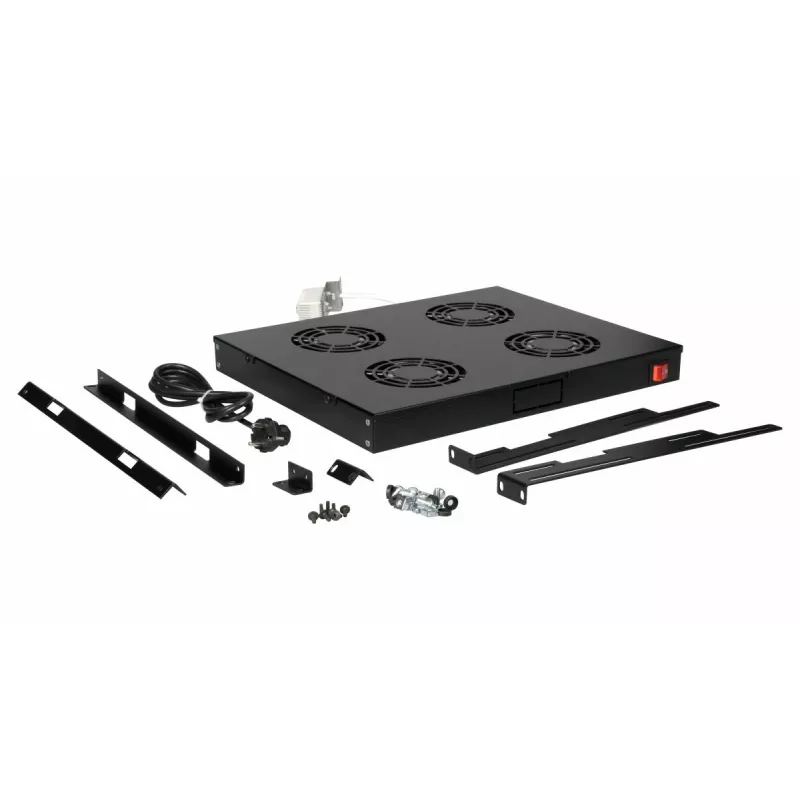 Equip ventole di raffreddamento 19', 1U, 4 ventole, RAL9005 nero