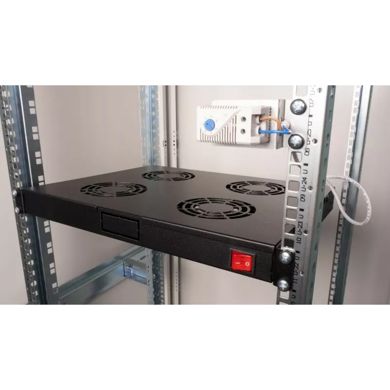 Equip ventole di raffreddamento 19', 1U, 4 ventole, RAL9005 nero