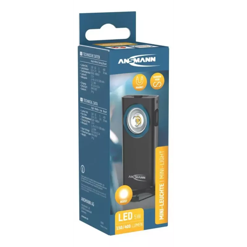 Torcia portachiavi Ansmann ML400R nera LED 5W ricaricabile USB