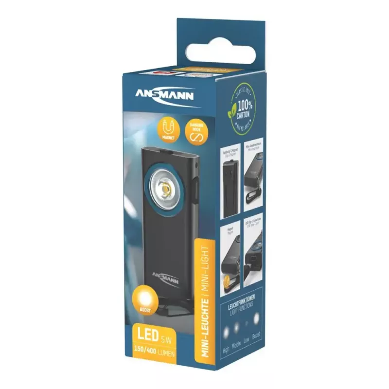 Torcia portachiavi Ansmann ML400R nera LED 5W ricaricabile USB