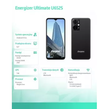 Smartphone Energizer U652SEU, display 6,51 pollici, 64 GB di memoria, nero