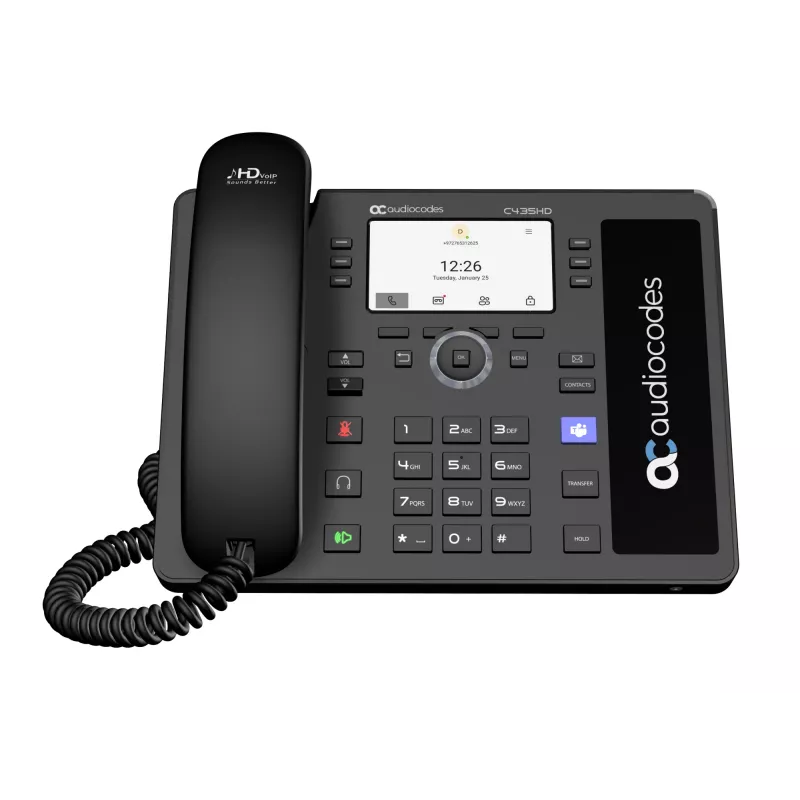 AudioCodes Teams C435HD-R telefono IP PoE GbE nero, telefono IP, nero, cornetta con filo, Android, SIP info, tasti