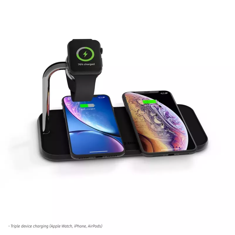 Caricabatterie wireless ZENS Dual+Watch alluminio nero