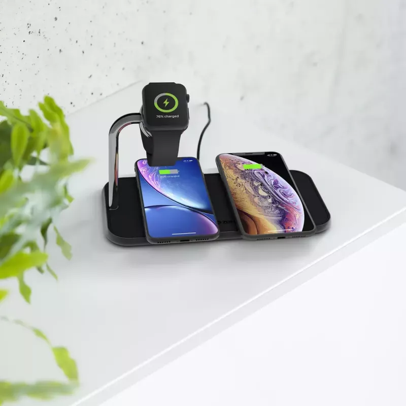 Caricabatterie wireless ZENS Dual+Watch alluminio nero