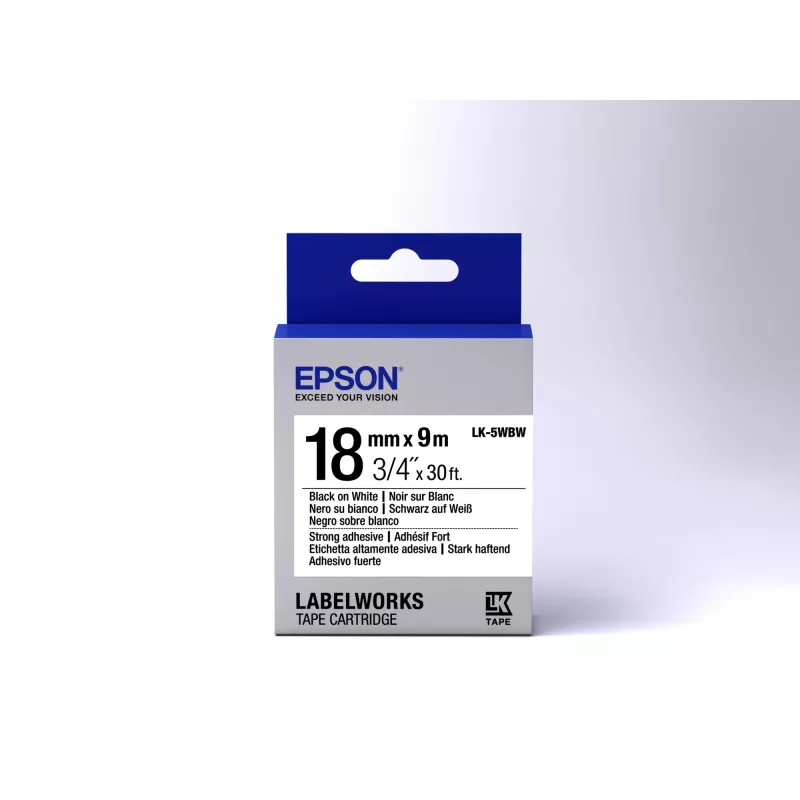 Epson cartuccia etichetta adesione forte LK-5WBW nero/bianco 18 mm (9 m)