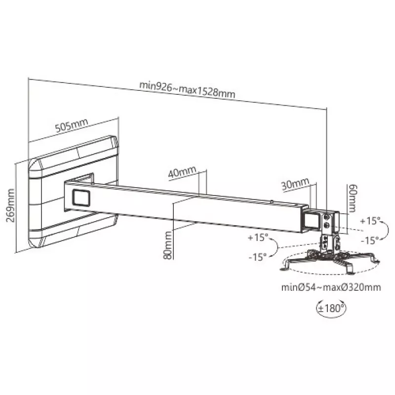 Techly ICA-PM 21 supporto proiettore a parete nero
