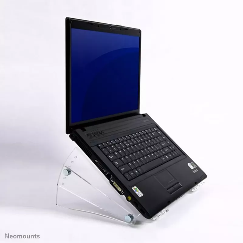 Neomounts NSNOTEBOOK300 supporto per notebook, 10–22 pollici (25,4–55,9 cm), acrilico, inclinazione 20–40°, 4 posizioni di altezza, max 15 kg, trasparente