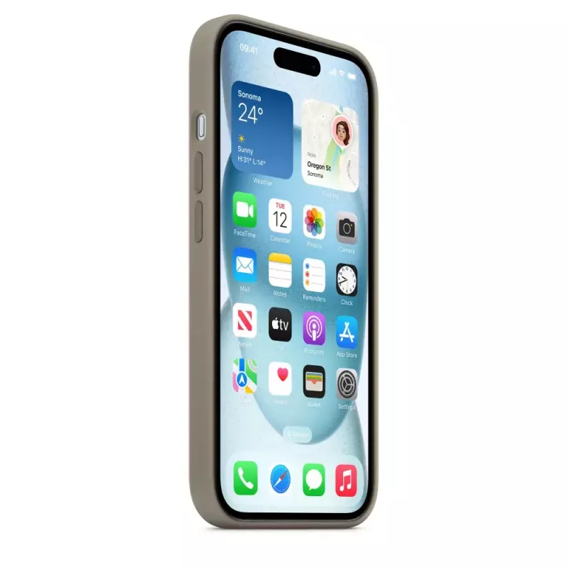 Custodia in silicone Apple iPhone 15 MagSafe Clay marrone