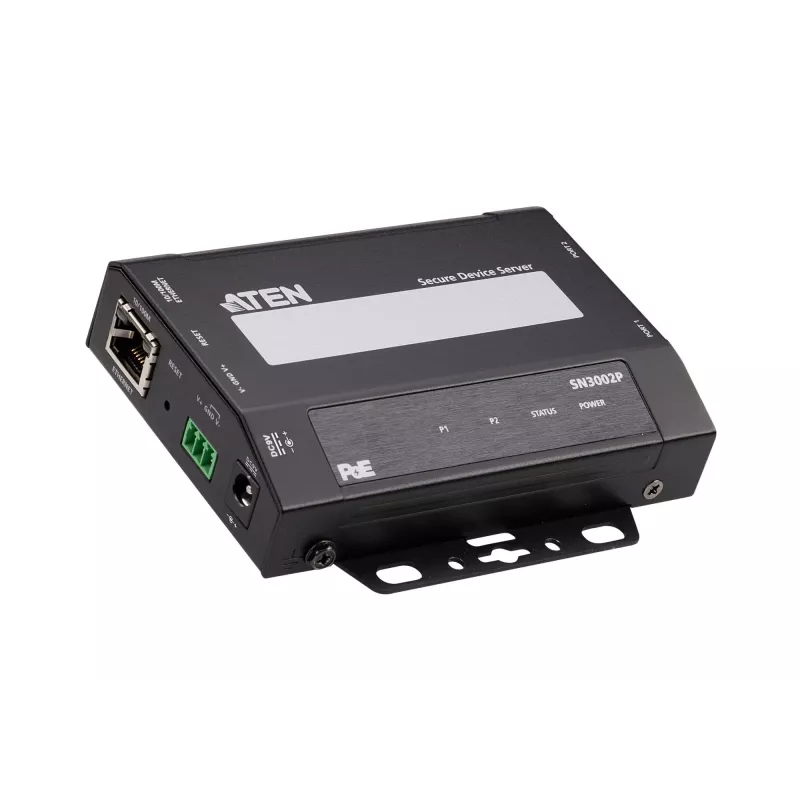 ATEN Altusen SN3002P server di dispositivi, 2 porte RS-232, LAN 100 Mb, montabile su scrivania, a parete o su guida DIN