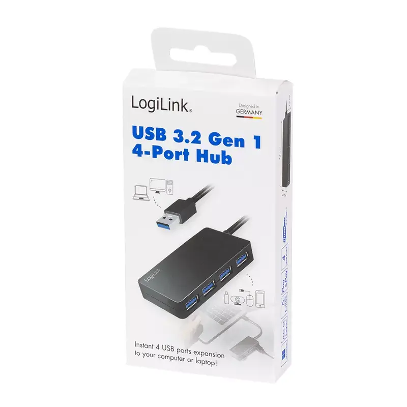 LogiLink hub USB 3.2 Gen1 a 4 porte nero 5000 Mbit/s ABS