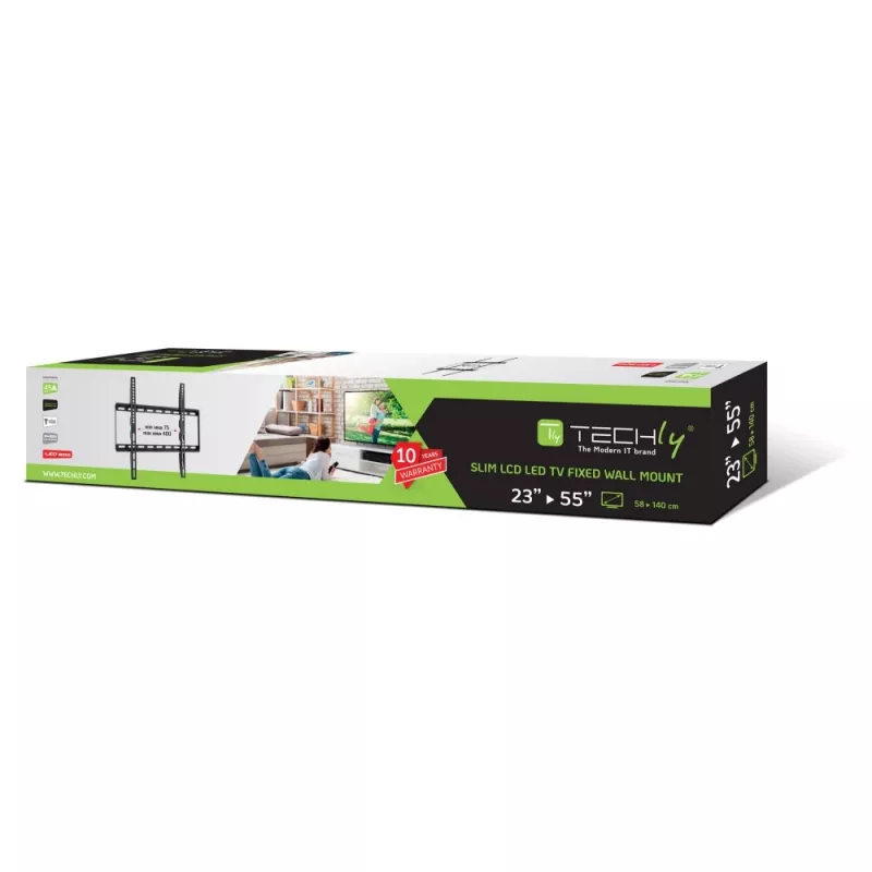 Techly supporto a parete fisso sottile LED TV LCD 23-55 nero