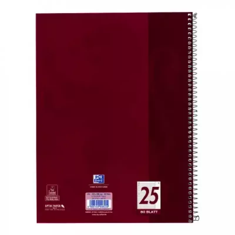 Quaderno Oxford 100050355 A4 80 fogli bordeaux