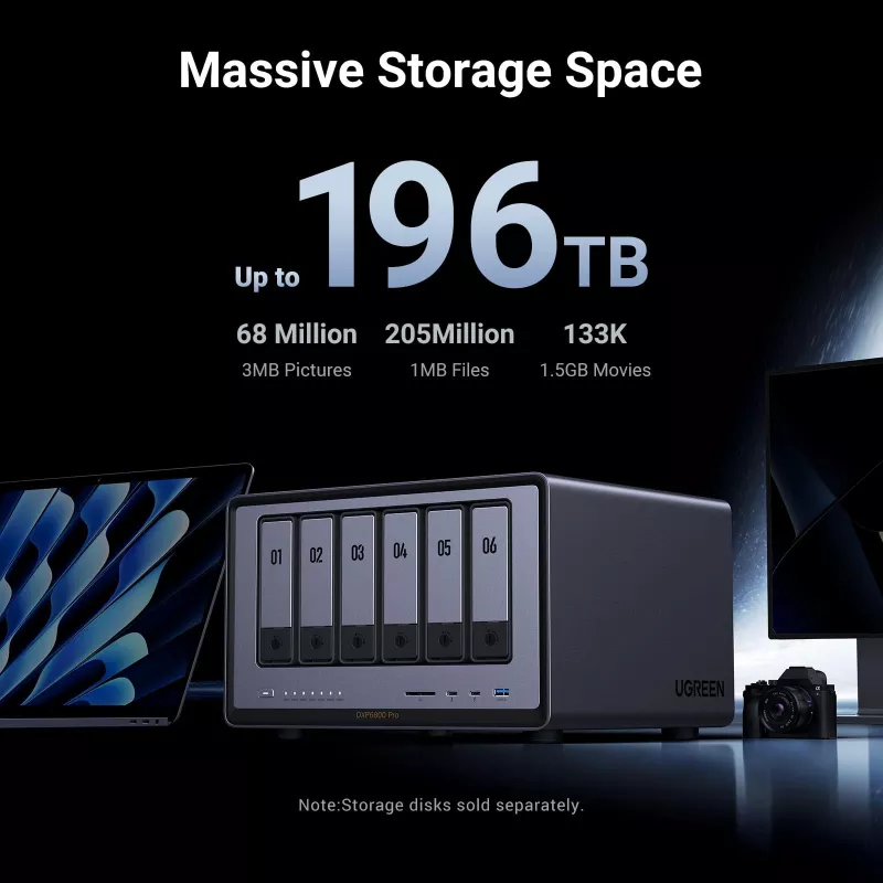 NAS desktop Ugreen DXP6800 Pro Intel® Core™ i5 8 GB DDR5 grigio, nero
