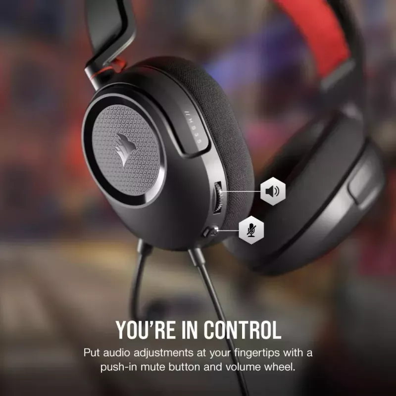 Corsair HS35 v2 cuffie gaming cablate con microfono, rosso