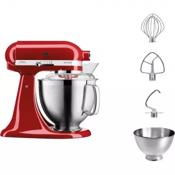 Robot da cucina KITCHENAID Artisan 5KSM185PS, ciotola in acciaio inox 4,8 L, 300 W, 10 velocità, rosso