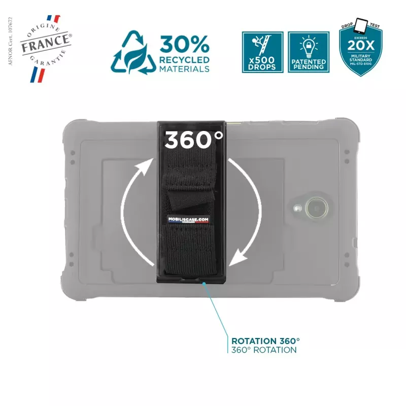 Custodia Mobilis Galaxy Tab Active5 8'' cover 360° rotabile cinturino supporto