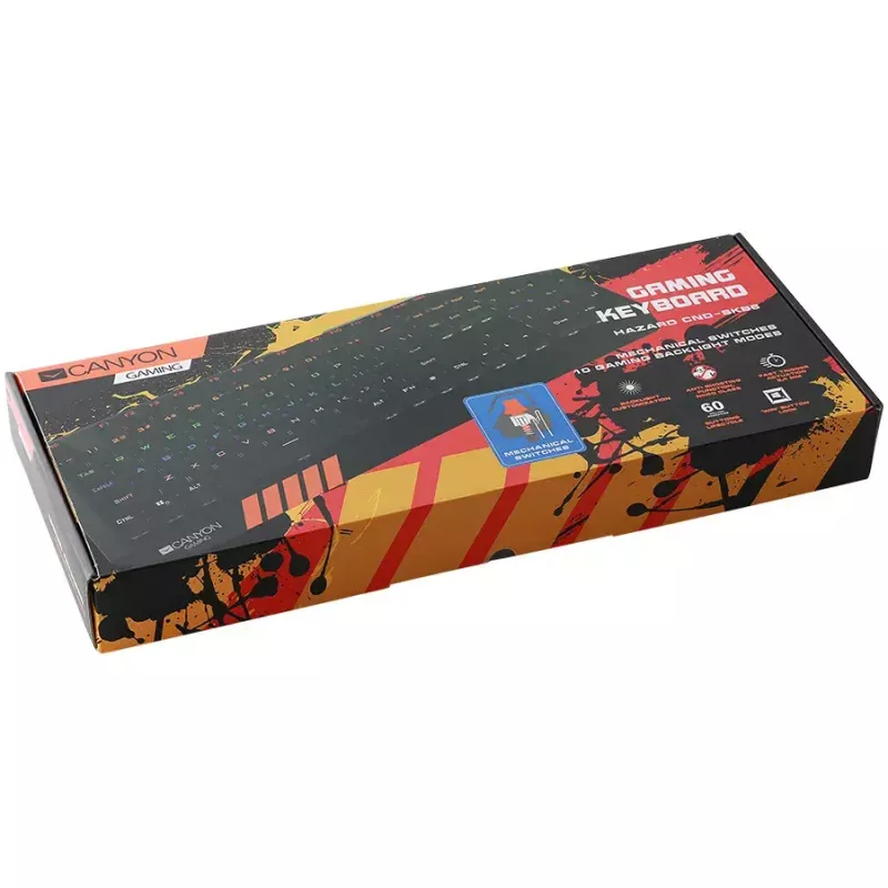 Canyon Hazard GK-6 tastiera gaming multimediale cablata, RGB, 104 tasti, US/RU, nera