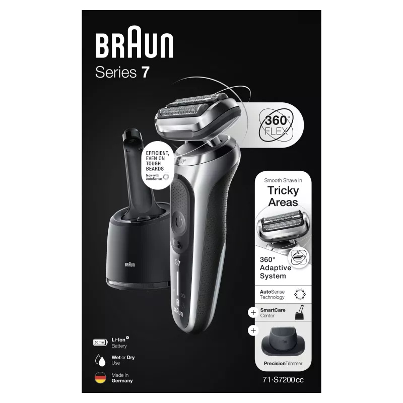 Rasatore Braun Series 7 71-S7200c nero argento litio-ioni 50 min