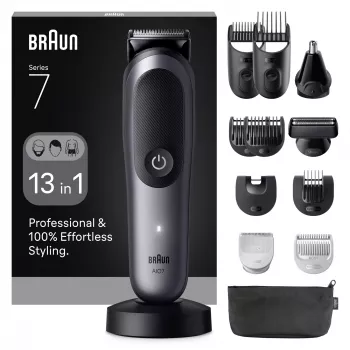 Rifinitore BRAUN 80789908 grigio scuro — 21 impostazioni di lunghezza, litio-ione, 120 min. di autonomia, funzionamento a rete/batteria