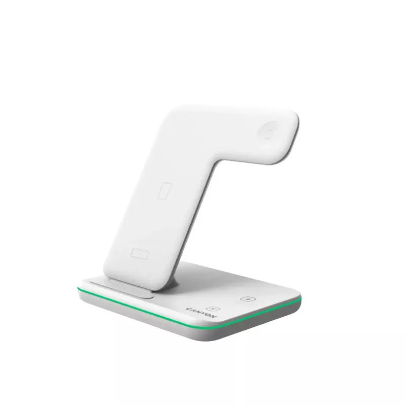 CANYON WS-303 supporto di ricarica wireless Qi 3 in 1, 15 W, bianco (CNS-WCS303W)