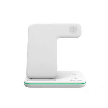 CANYON WS-303 supporto di ricarica wireless Qi 3 in 1, 15 W, bianco (CNS-WCS303W)