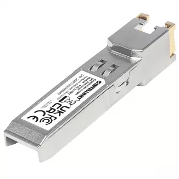 Intellinet Modulo ricetrasmettitore ottico, Gigabit RJ45 rame SFP, porta 1000Base-T (RJ45), 100 m, conforme MSA, compatibile Cisco GLC-T, Ethernet, fibra ottica, tre anni di garanzia