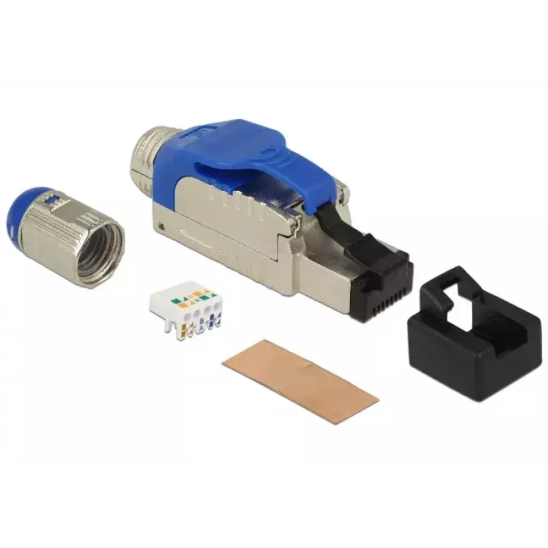 Connettore a filo RJ-45 DeLOCK 86487 blu argento