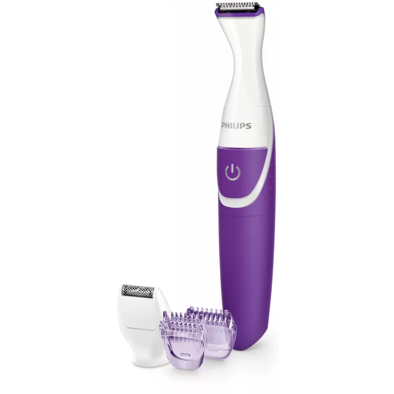 Rifinitore bikini Philips Essential BRT383/15, 3 livelli di lunghezza, batteria AA, 120 min di autonomia, bianco/viola