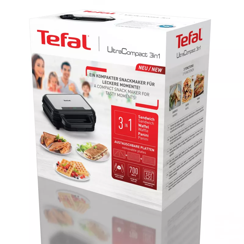 Sandwich maker Tefal SW383D10 700 W nero, acciaio inox