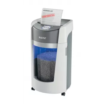 Distruggidocumenti a taglio micro Leitz IQ OptiMax Office livello di sicurezza P5 35L - bianco