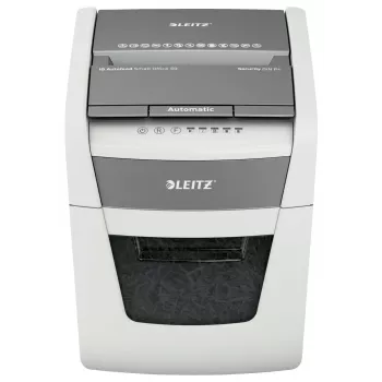 Distruggidocumenti LEITZ IQ Autofeed Small Office50 P4 — taglio a microframmenti 4x28 mm, autofeed 50 fogli, imboccatura 22 cm, contenitore 20 L