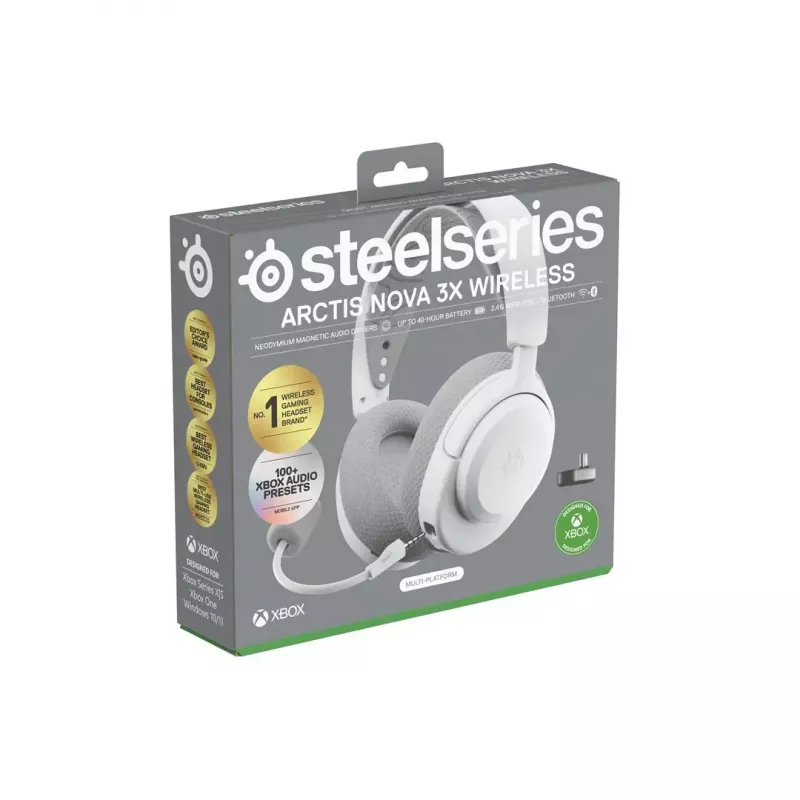 SteelSeries Arctis Nova 3X cuffie con microfono wireless, Xbox, bianche