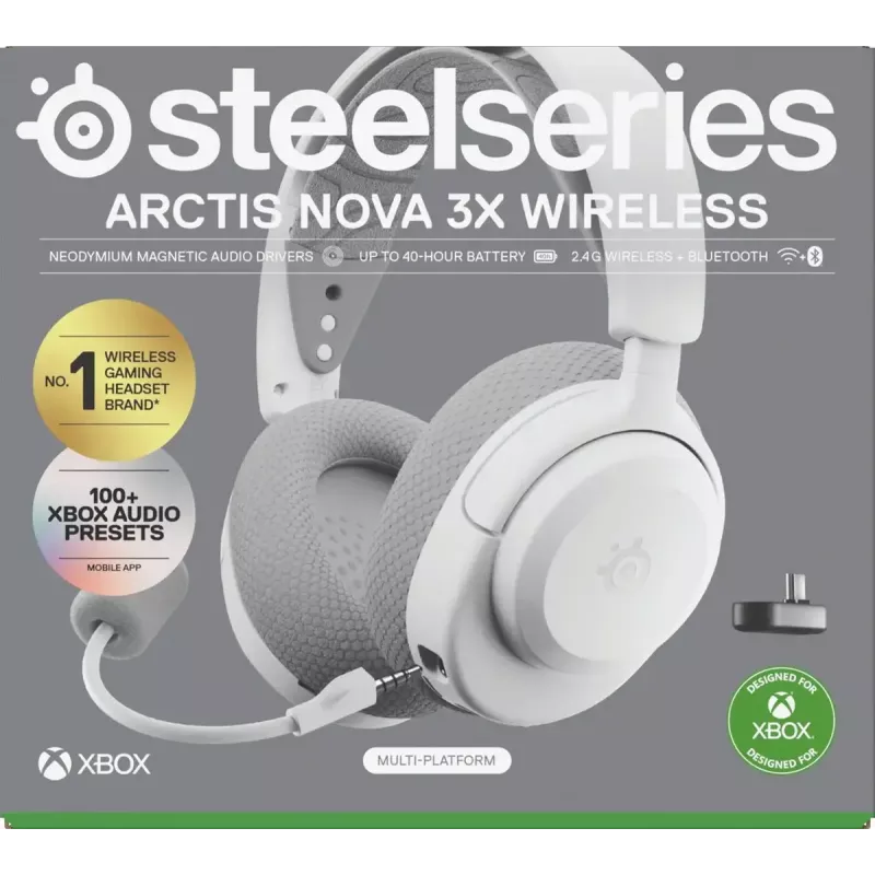 SteelSeries Arctis Nova 3X cuffie con microfono wireless, Xbox, bianche