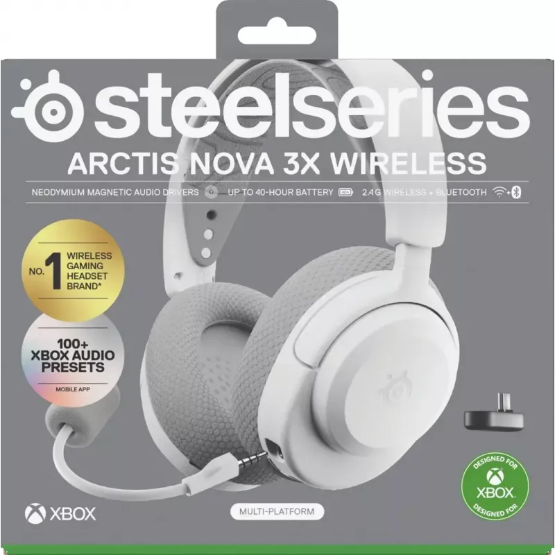 SteelSeries Arctis Nova 3X cuffie con microfono wireless, Xbox, bianche