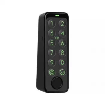 Serratura smart per porta SwitchBot Keypad Touch — accesso con codice e impronta digitale, nero, batterie CR123A, wireless, 38×36×112 mm