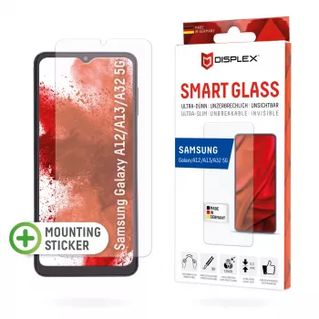 Displex Smart Glass (9H) per Samsung Galaxy A12/A13/A32 5G, adesivo di montaggio, infrangibile, ultraleggero, invisibile