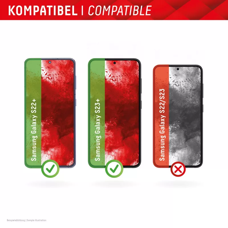 Pellicola protettiva per display Displex (10H) per Samsung Galaxy S22+/S23+, cornice di montaggio Eco, antigraffio