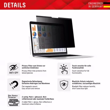 Displex PRIVACY SAFE filtro magnetico privacy a 2 vie per MacBook Air 13,6
