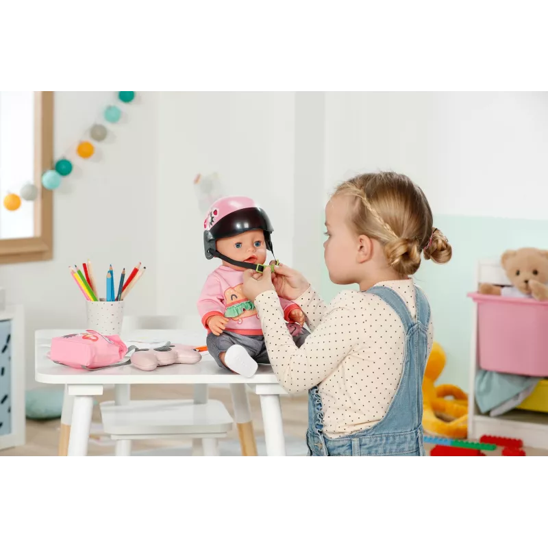 Zapf Creation BABY born 835937 E-Scooter casco per bambola, 43 cm, rosa/nero, 3+