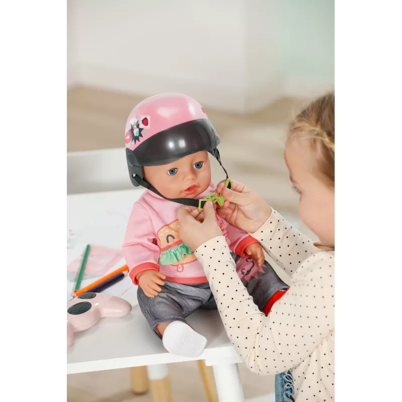 Zapf Creation BABY born 835937 E-Scooter casco per bambola, 43 cm, rosa/nero, 3+