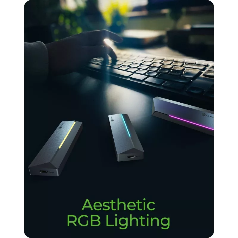Case per SSD M.2 SATA/NVMe ICY BOX con USB 3.2 Gen 2 Type-C e illuminazione RGB